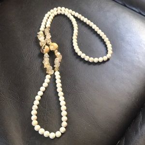 Beautiful semi precious neutral stone necklace.